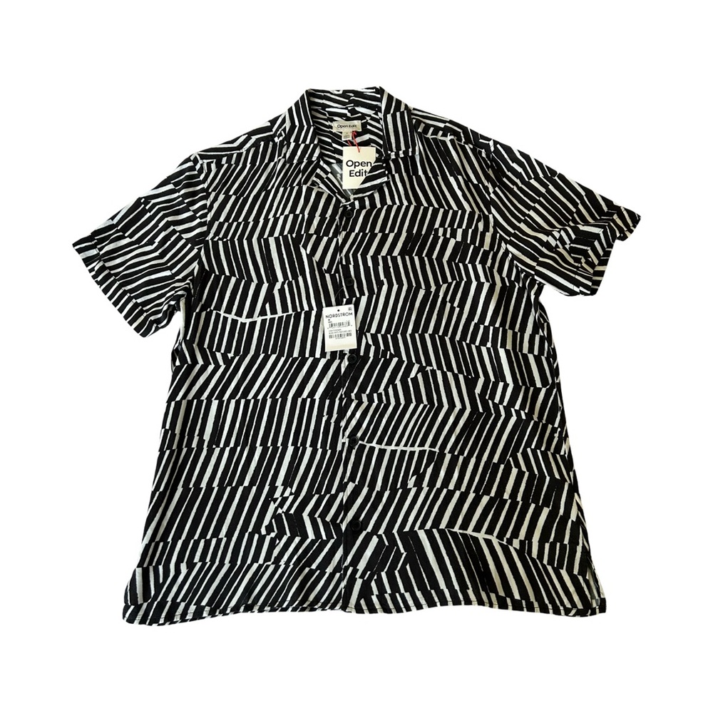 NWT Open Edit Men's Black and White Geometric Shirt